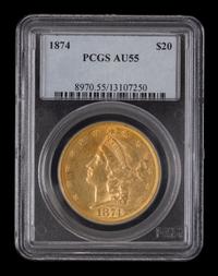 A United States 1874 Liberty Head $20 Gold Coin