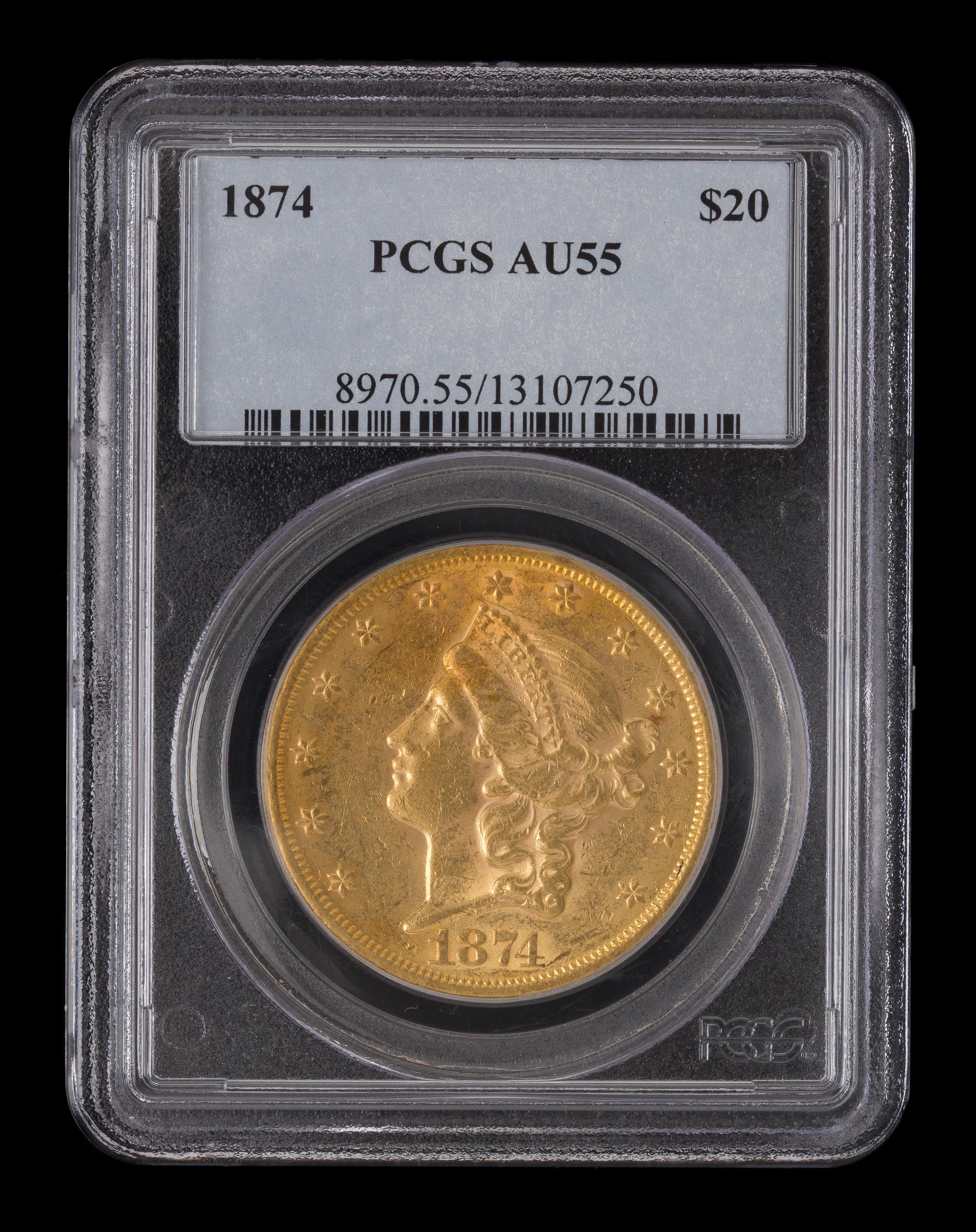 A United States 1874 Liberty Head $20 Gold Coin