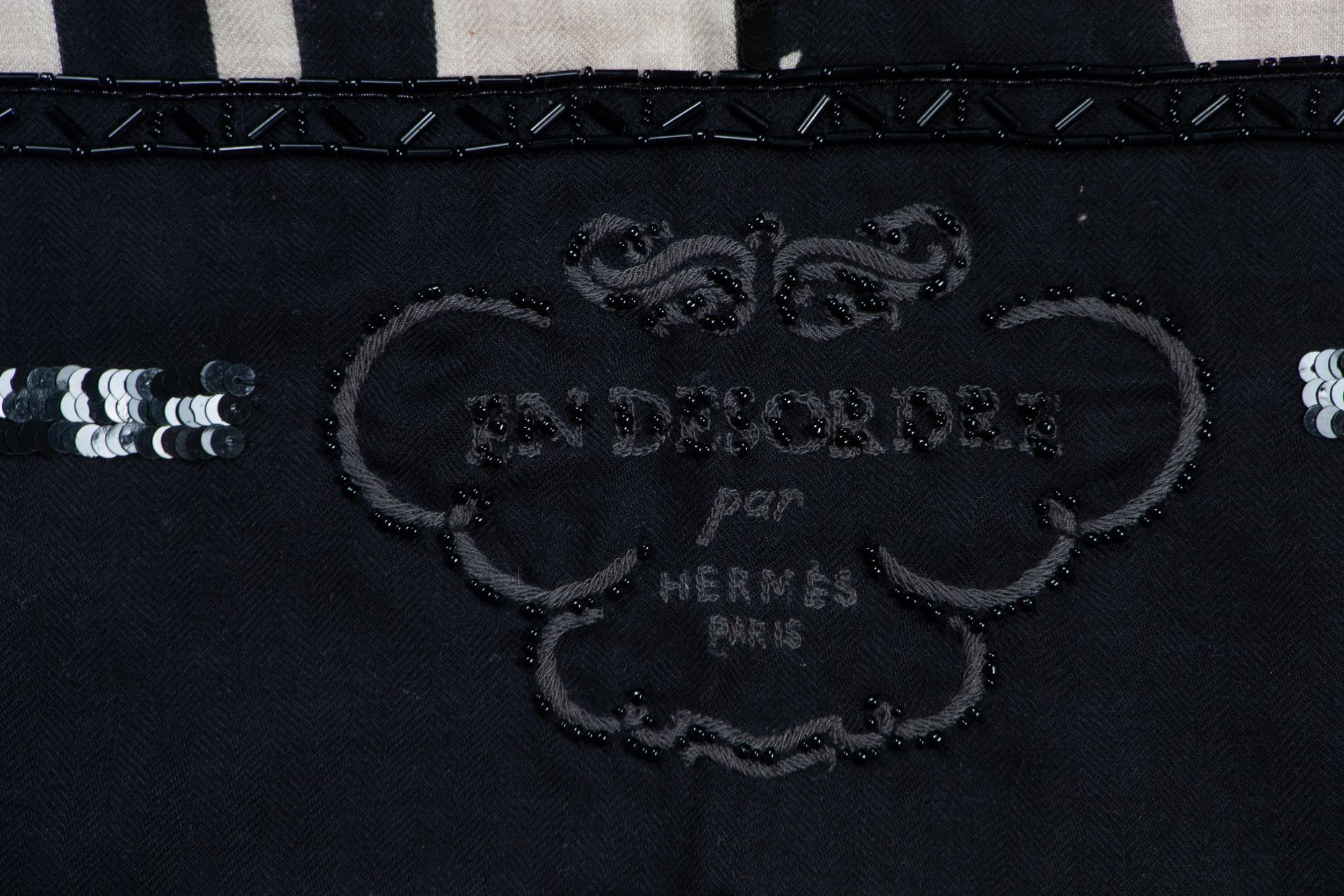 Hermès 140cm Embellished Cashmere Scarf, 2006