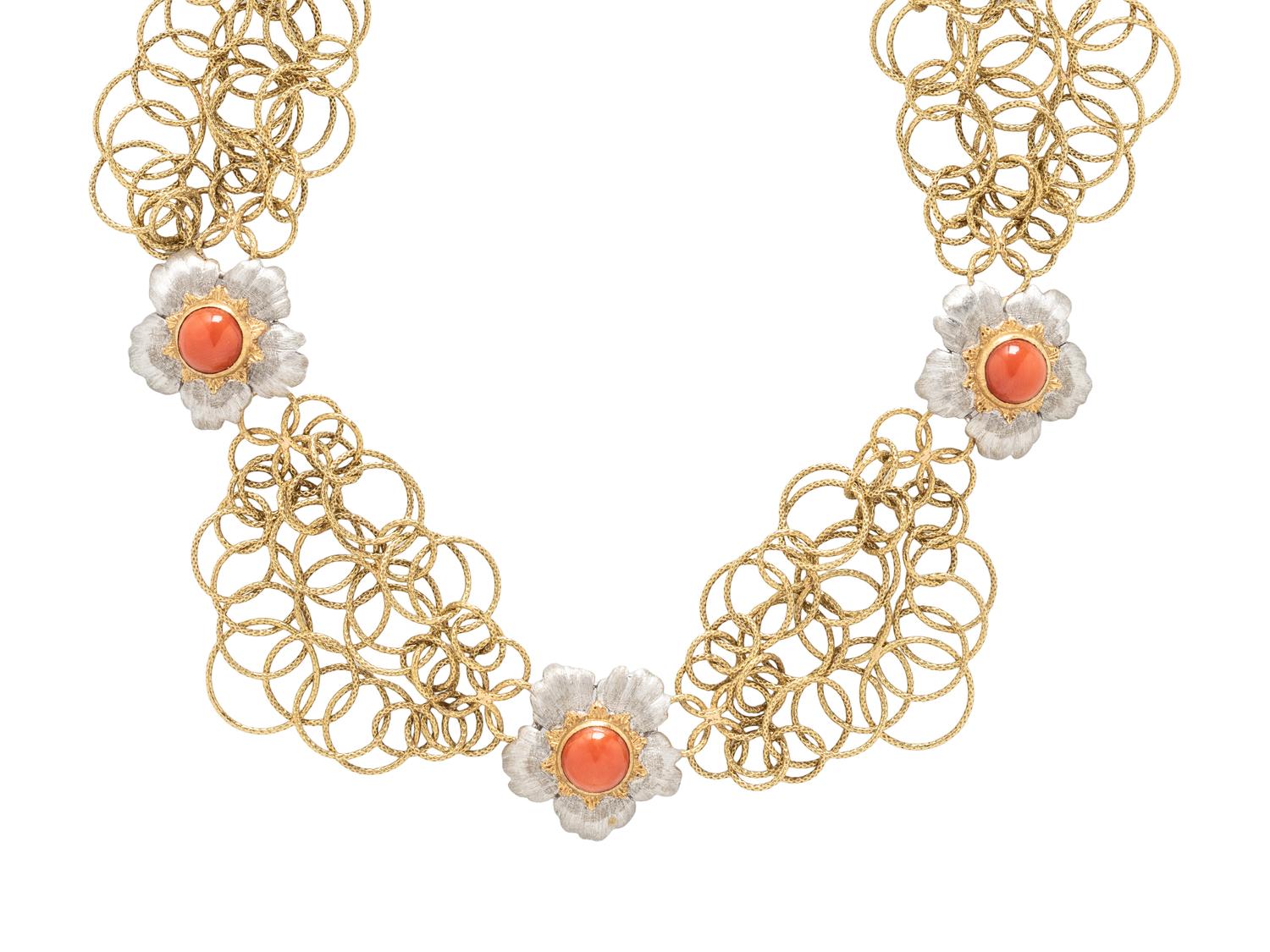 BUCCELLATI, BICOLOR GOLD AND CORAL 'OLYMPIA' NECKLACE