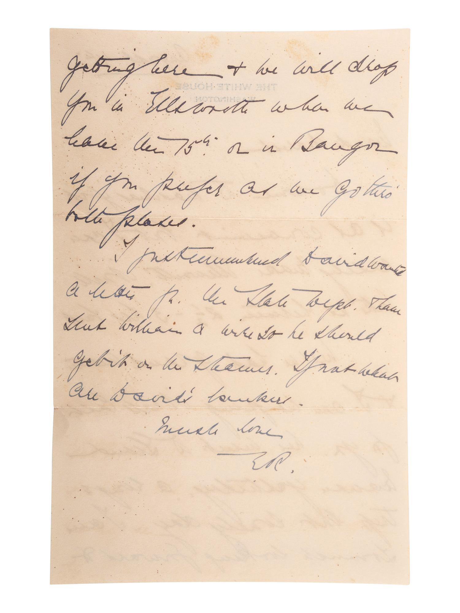 ROOSEVELT, Eleanor (1884-1962). Autograph letter signed ("E.R."), to Maude Livingston Hall Gray. Washington, D.C., 4 August [1935].