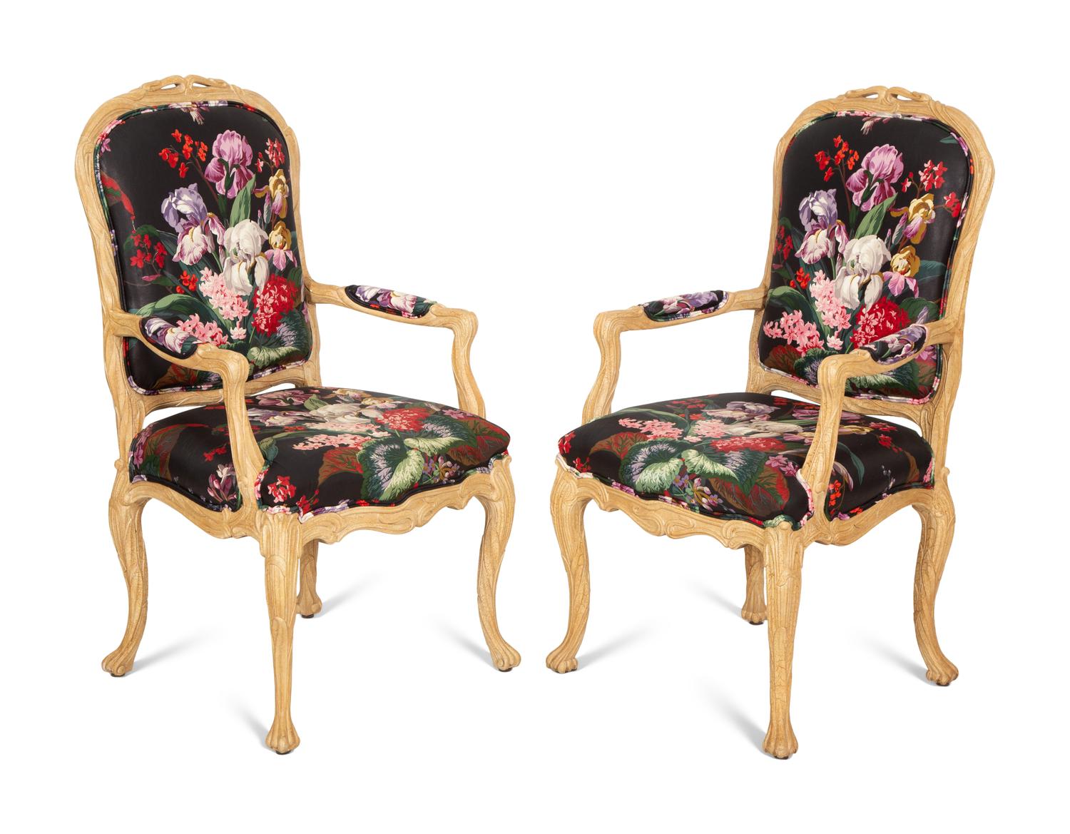 A Set of Ten Louis XV Style Dining Chairs