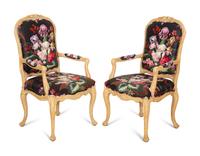 A Set of Ten Louis XV Style Dining Chairs