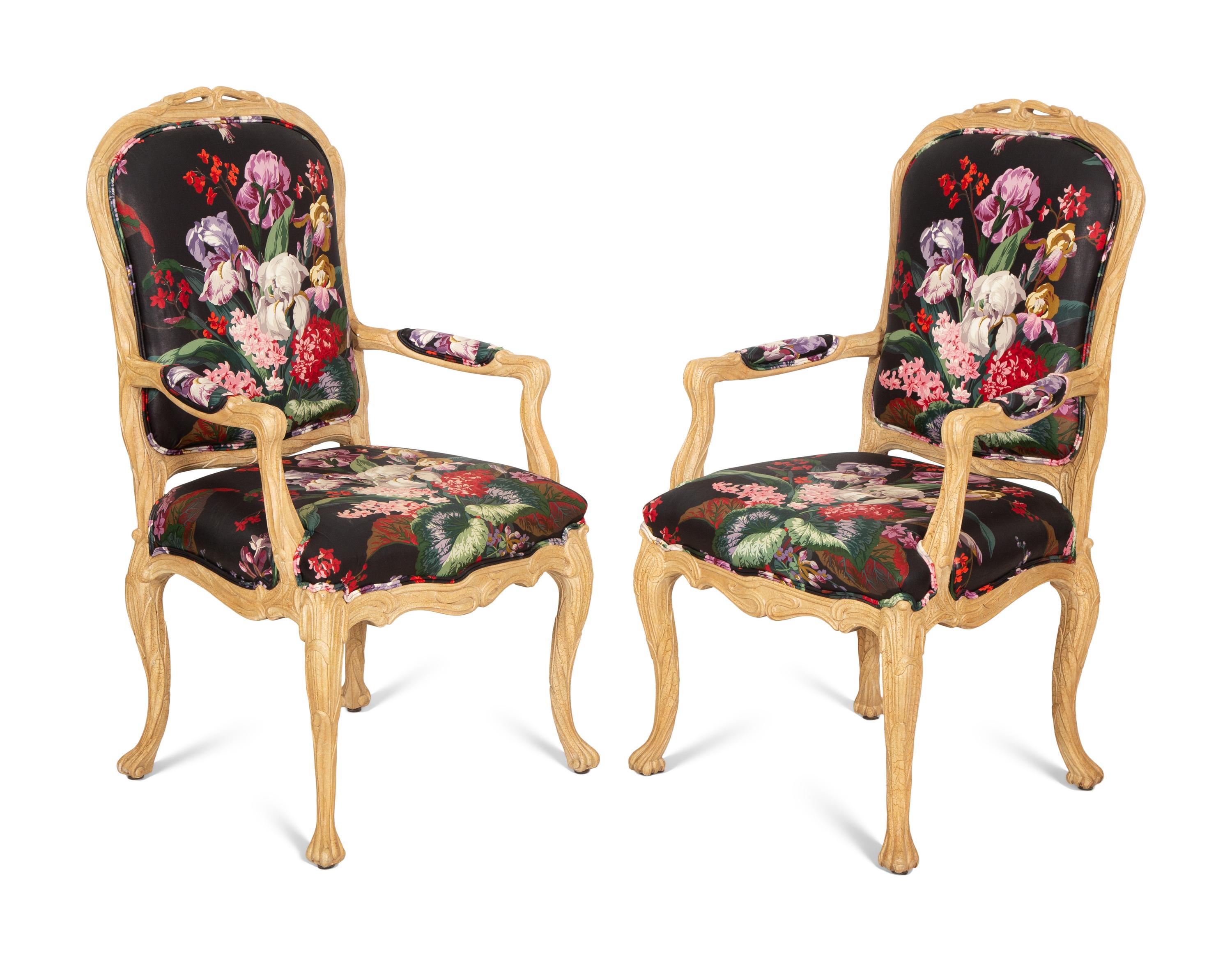 A Set of Ten Louis XV Style Dining Chairs
