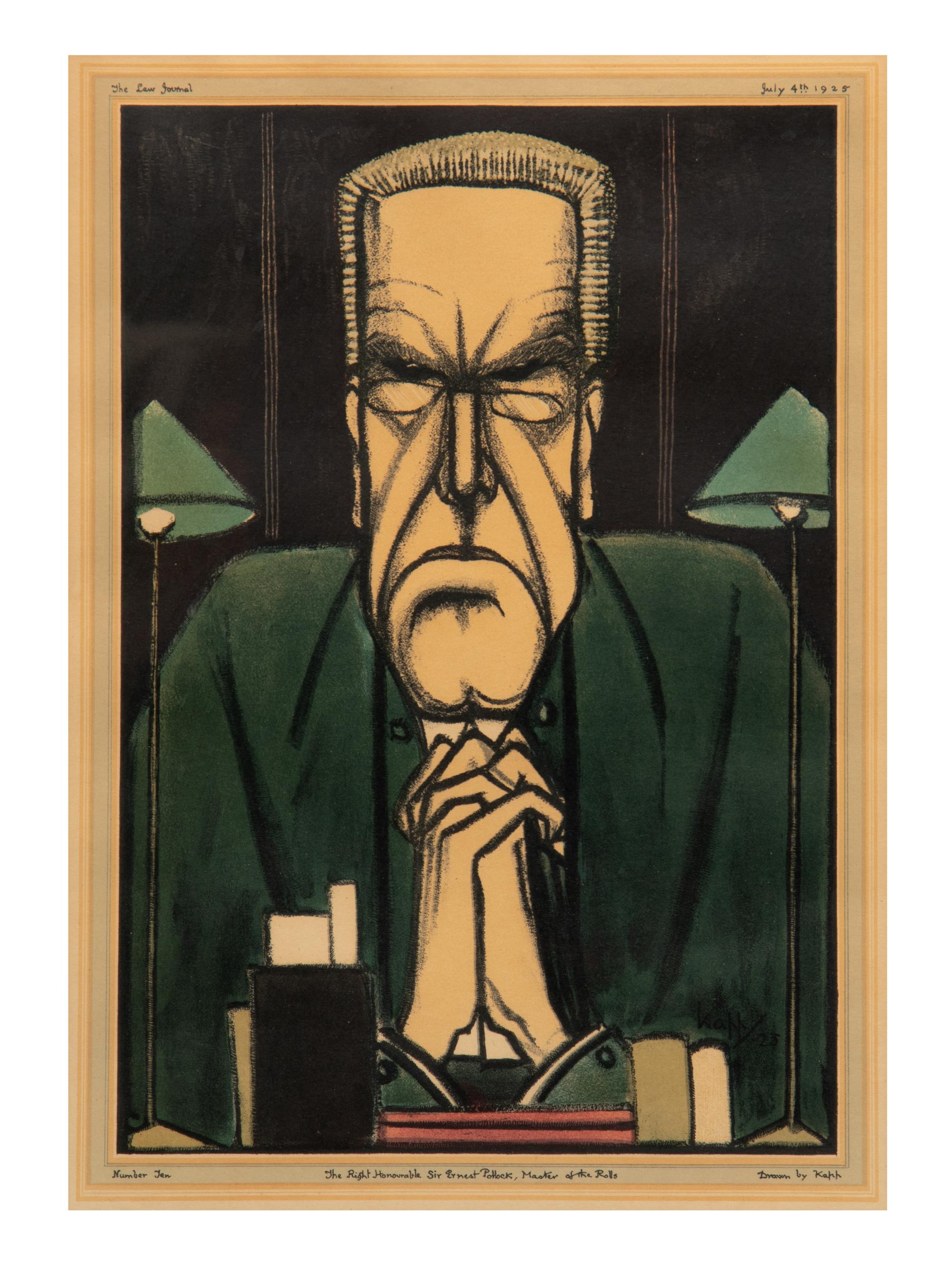 A Set of Ten Lithograph Caricatures of British Lawyers and Politicians by Edmond Xavier Kapp (British, 1890-1978) for The Law Journal