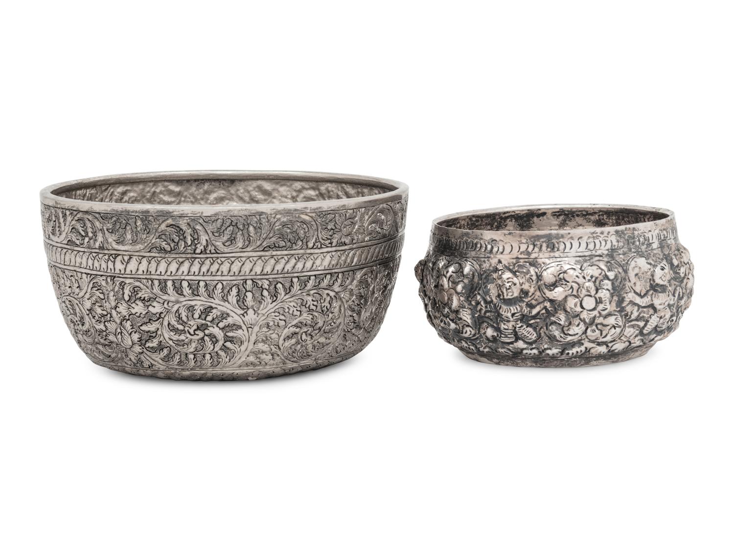 Two Burmese Silver Bowls