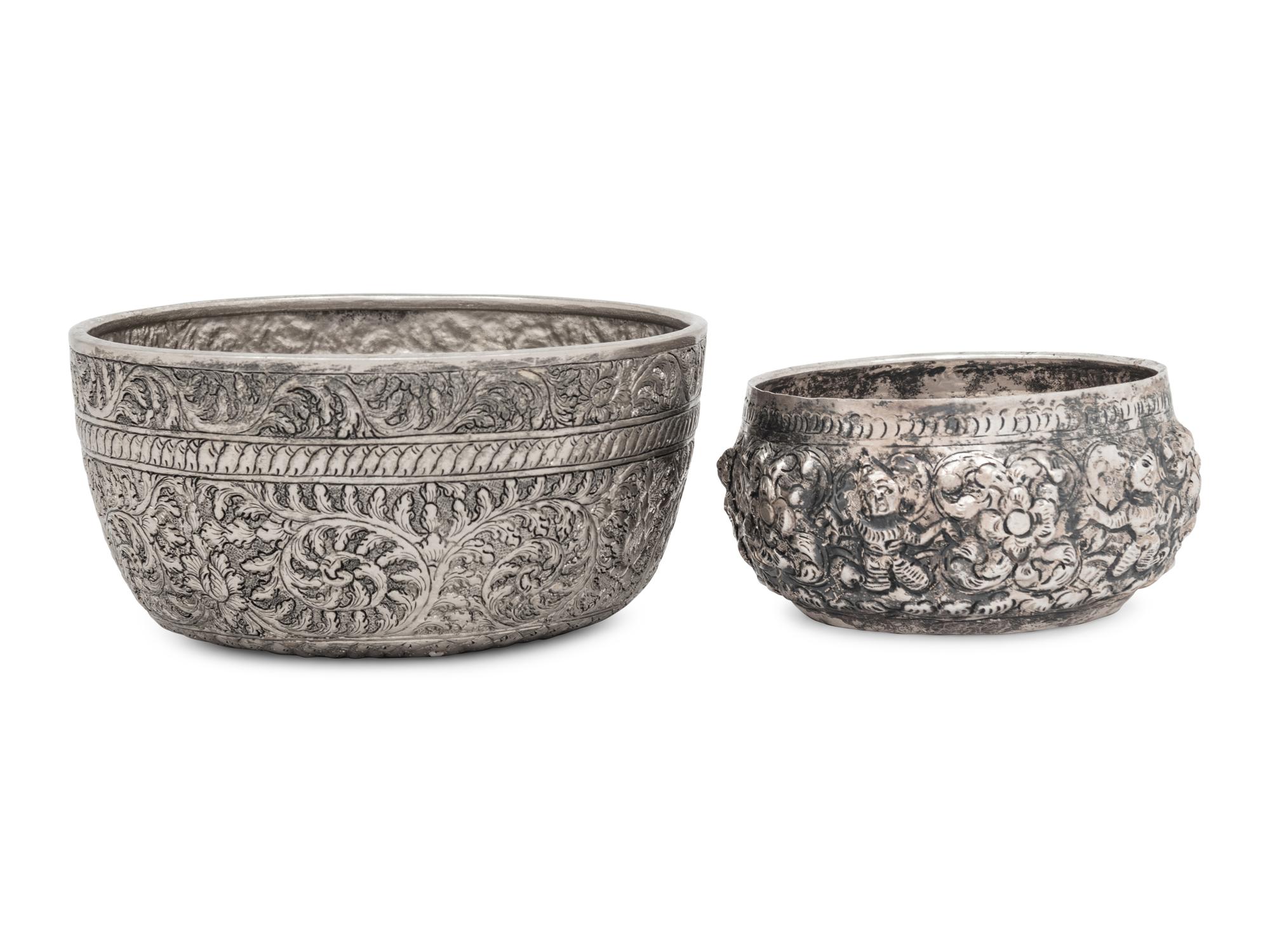 Two Burmese Silver Bowls
