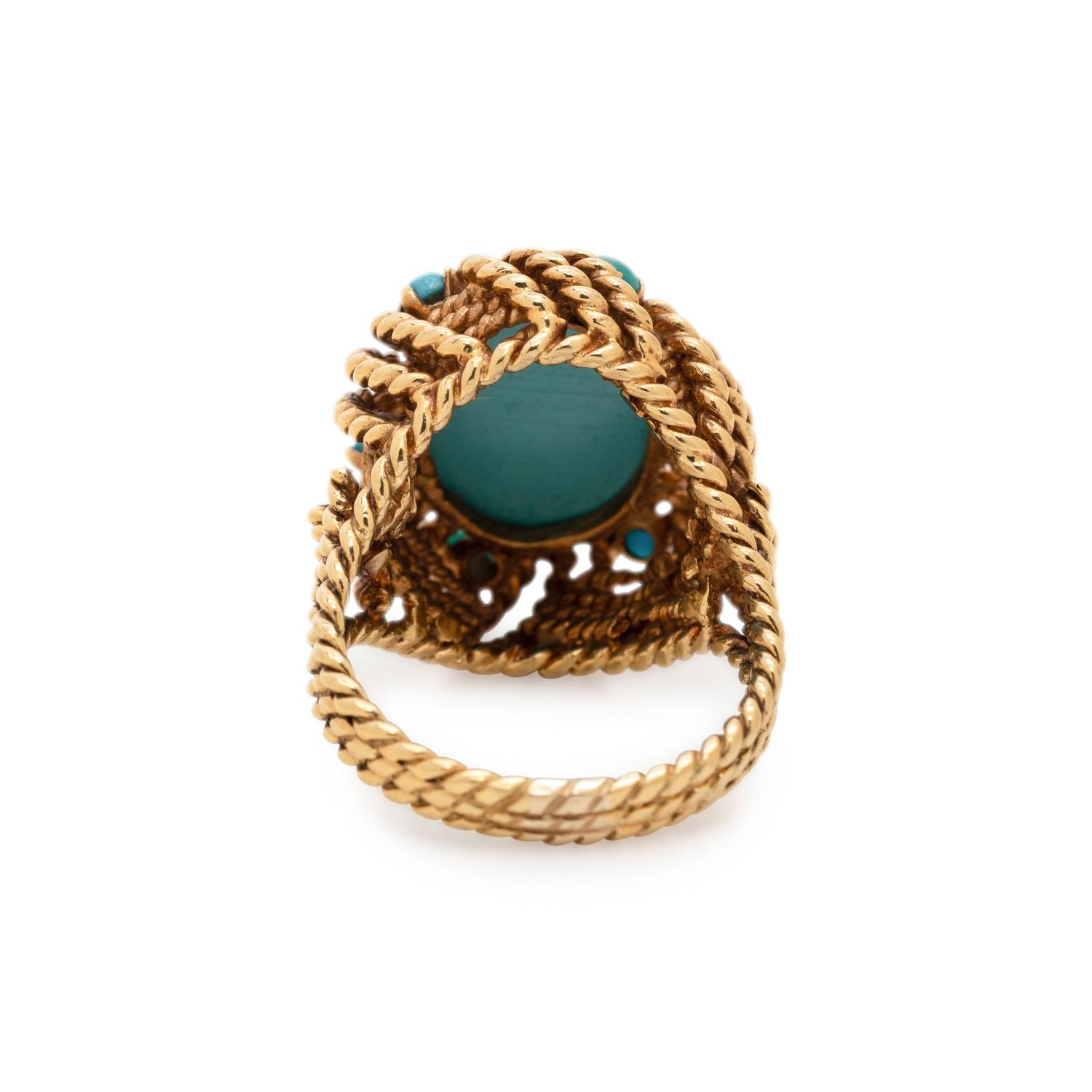 YELLOW GOLD AND TURQUOISE RING