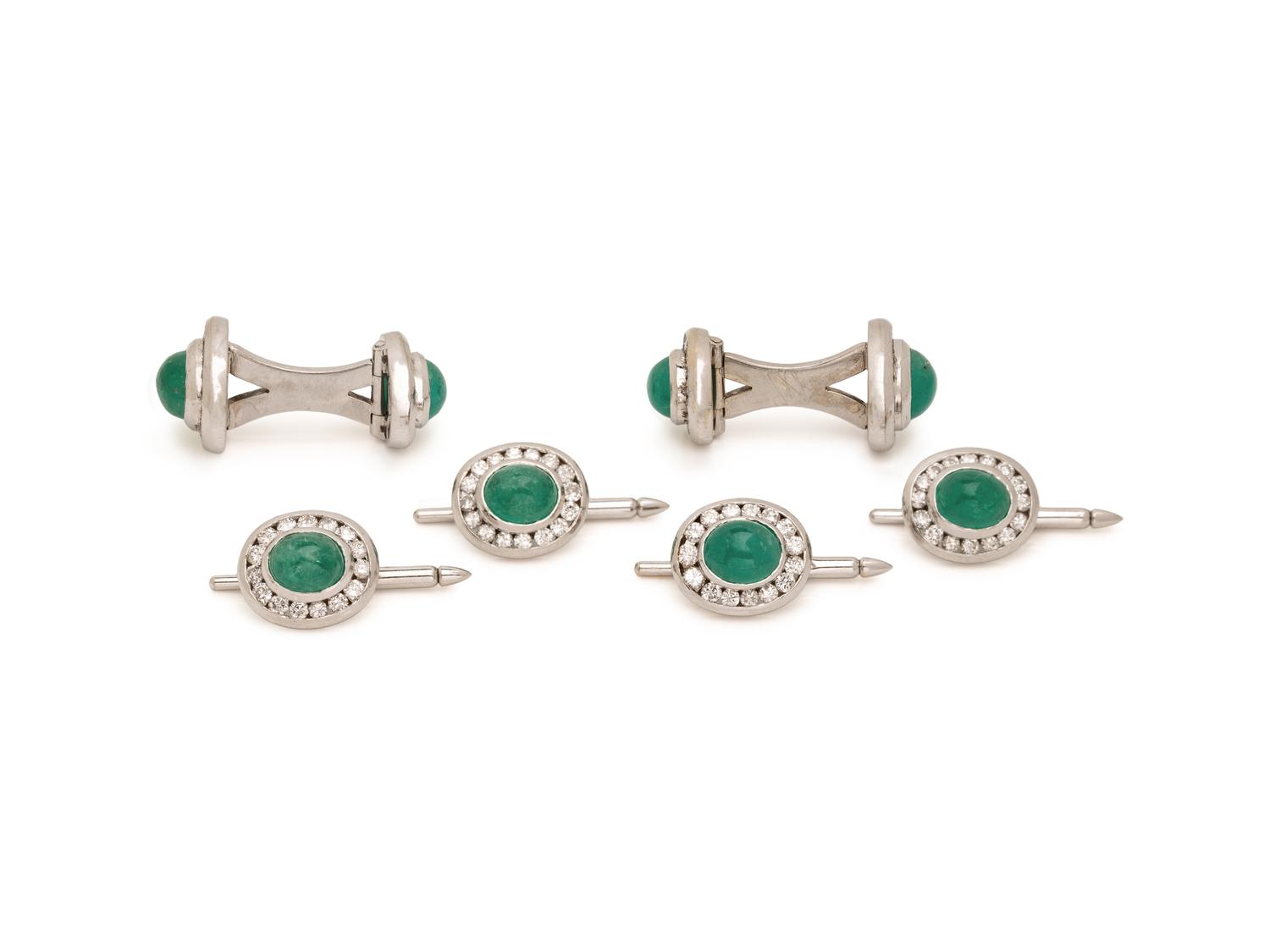 EMERALD AND DIAMOND DRESS SET