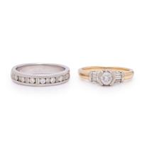 Two Diamond and Gold Rings