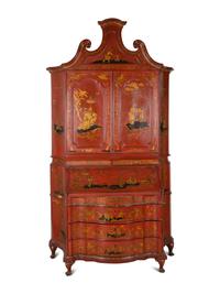 An Italian Chinoiserie-Decorated Painted Secretary Bureau