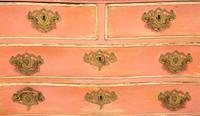 A Portuguese Painted and Parcel Gilt Commode
