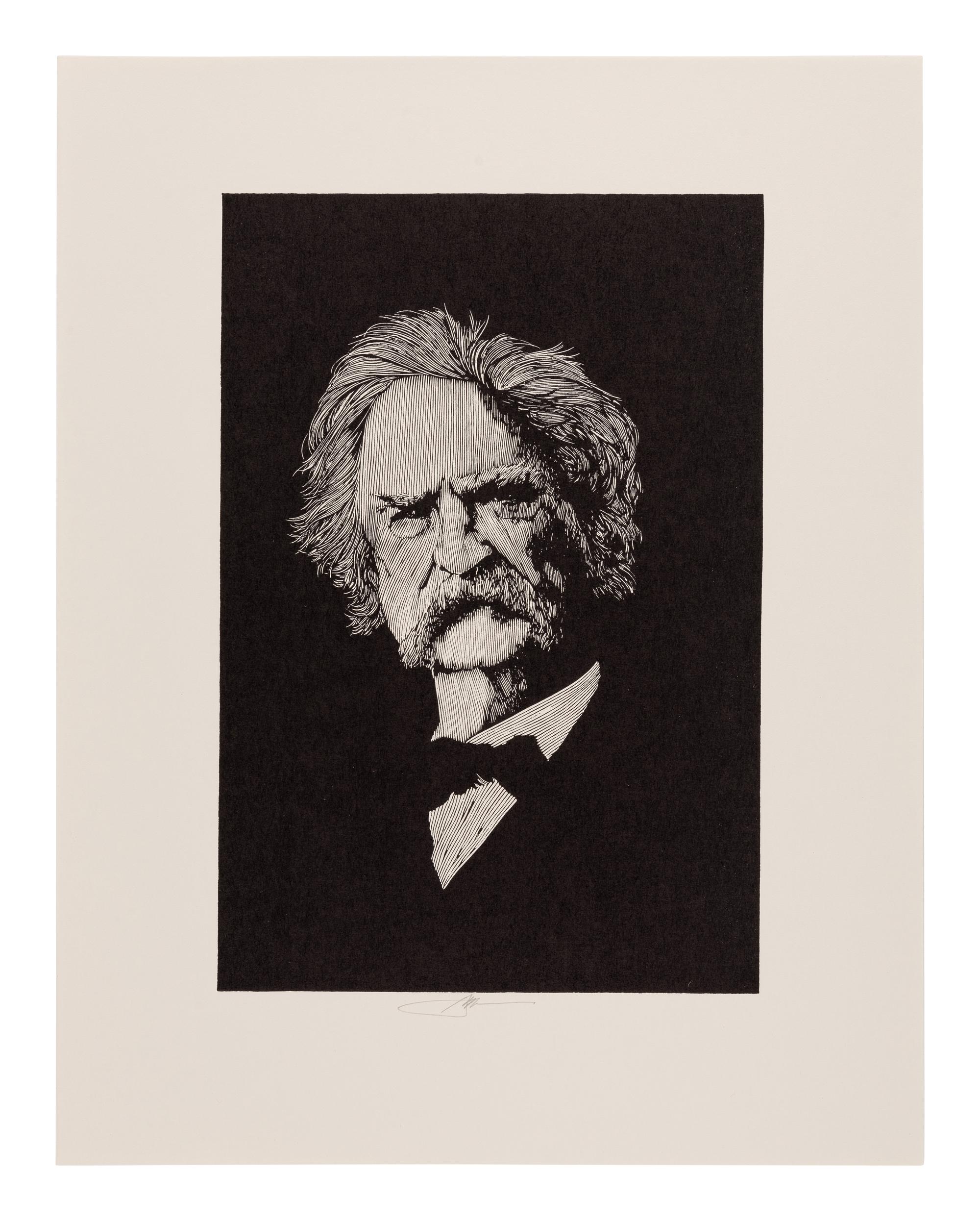 [MOSER, Barry, illustrator]. CLEMENS, Samuel Langhorne (1835-1910). Adventures of Huckleberry Finn. West Hatfield, MA: Pennyroyal Press, 1985.
