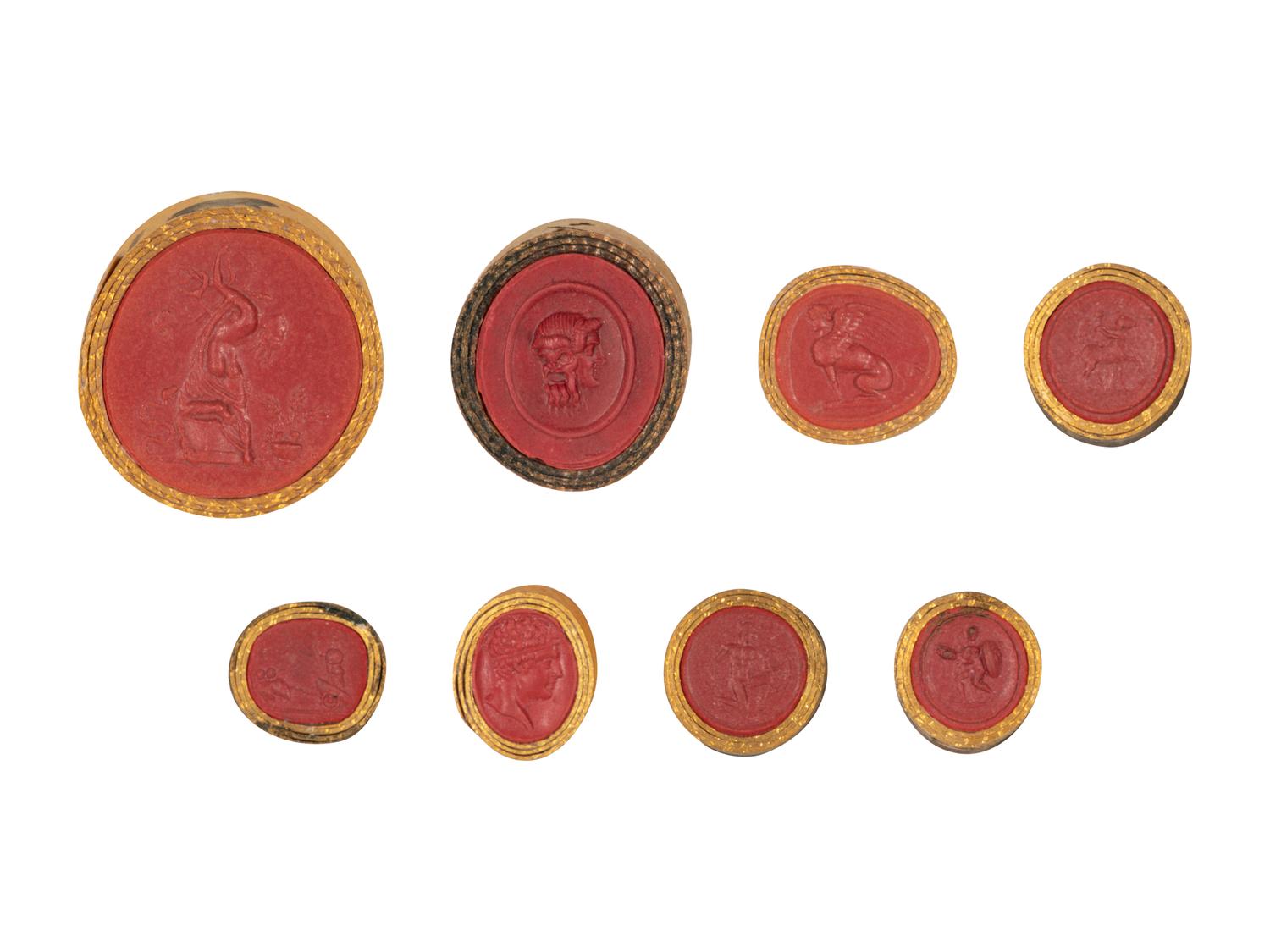 Eight Framed Grand Tour Plaster Intaglios