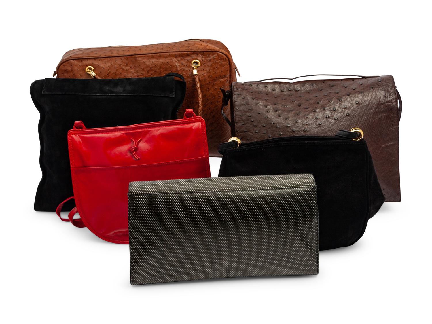 Six Leather and Exotic Skin Designer Bags, 1980-90s