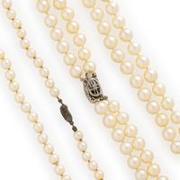 TWO CULTURED PEARL NECKLACES