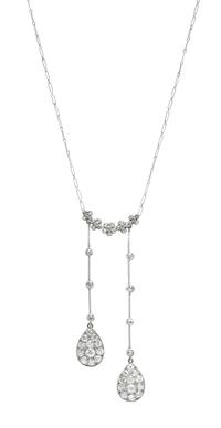 An 18 Karat White Gold and Diamond Négligée Necklace, 3.90 dwts.