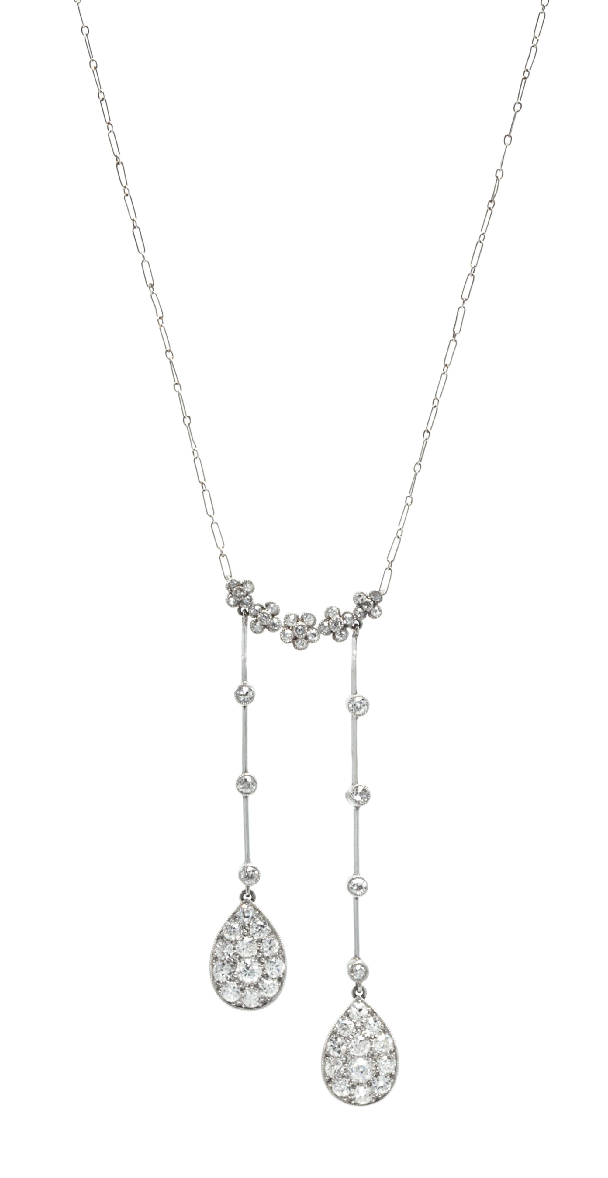 An 18 Karat White Gold and Diamond Négligée Necklace, 3.90 dwts.