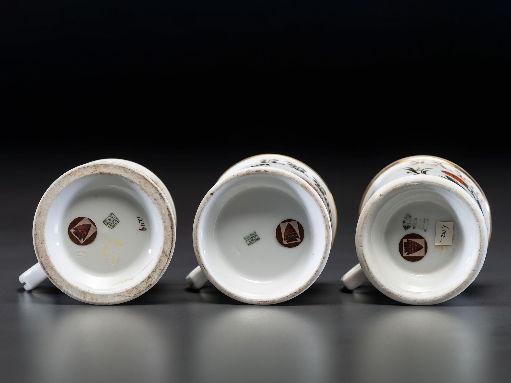 Three Oddfellows Porcelain Shaving Mugs
