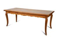 A French Provincial Style Fruitwood Dining Table and Six Side Chairs — 20TH CENTURY