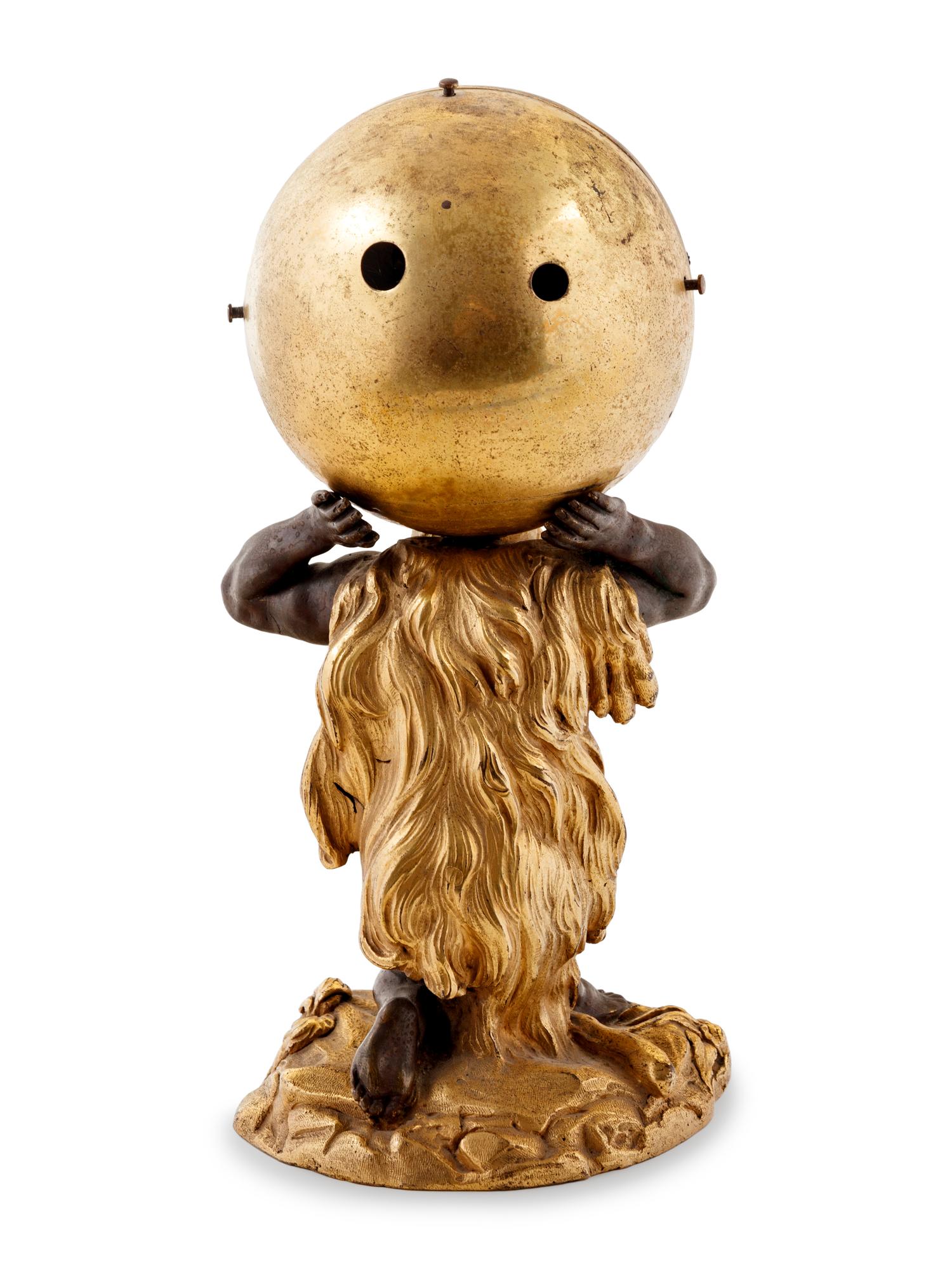 A Continental Parcel Gilt Bronze Figural Compound Mantel Clock and Barometer