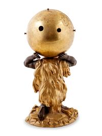 A Continental Parcel Gilt Bronze Figural Compound Mantel Clock and Barometer