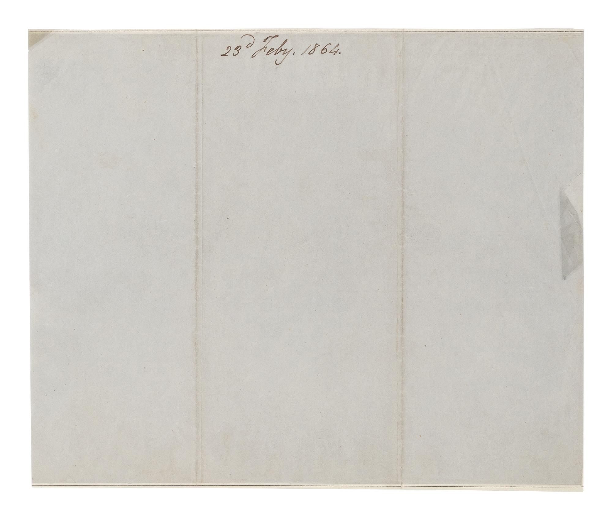 LINCOLN, Abraham (1809-1865). Partially printed document signed ("Abraham Lincoln"). Washington D.C., 23 February 1864.