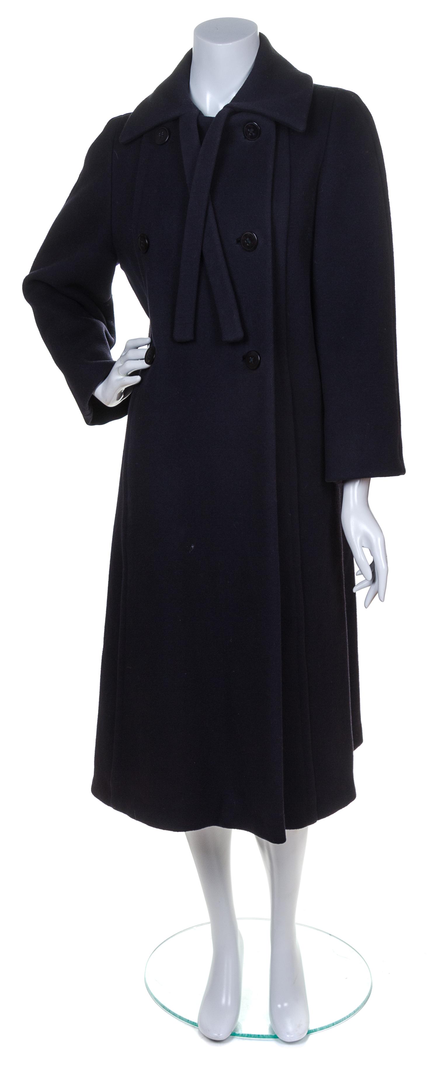 A Pauline Trigere Black Wool Double Breasted Coat,
