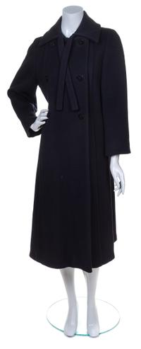A Pauline Trigere Black Wool Double Breasted Coat,