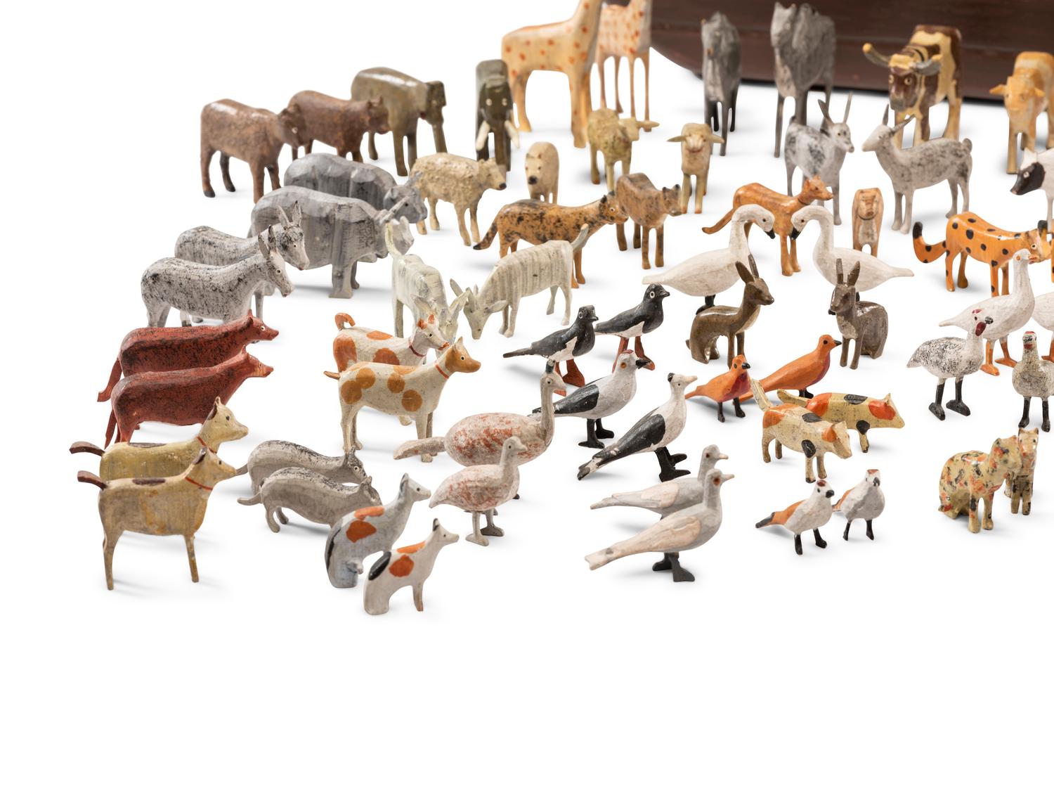 A Large Noah’s Ark with Lift-Off Cover and Large Number of Paired Animals