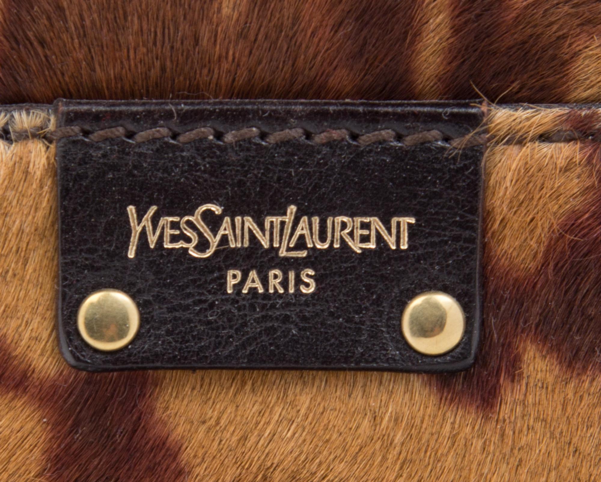 An Yves Saint Laurent Printed Calf Hair Shoulder Bag, 11" x 7" x 4".