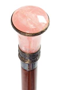 A French Rose Quartz and Silver Mounted Walking Stick Length 37 1/4 inches. — CHARLES FORGELOT, PARIS, EARLY 20TH CENTURY