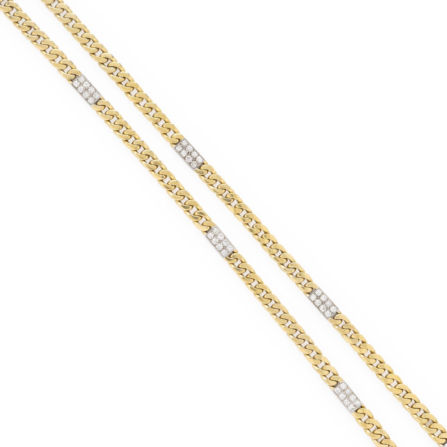 Yellow Gold and Diamond Chain Necklace