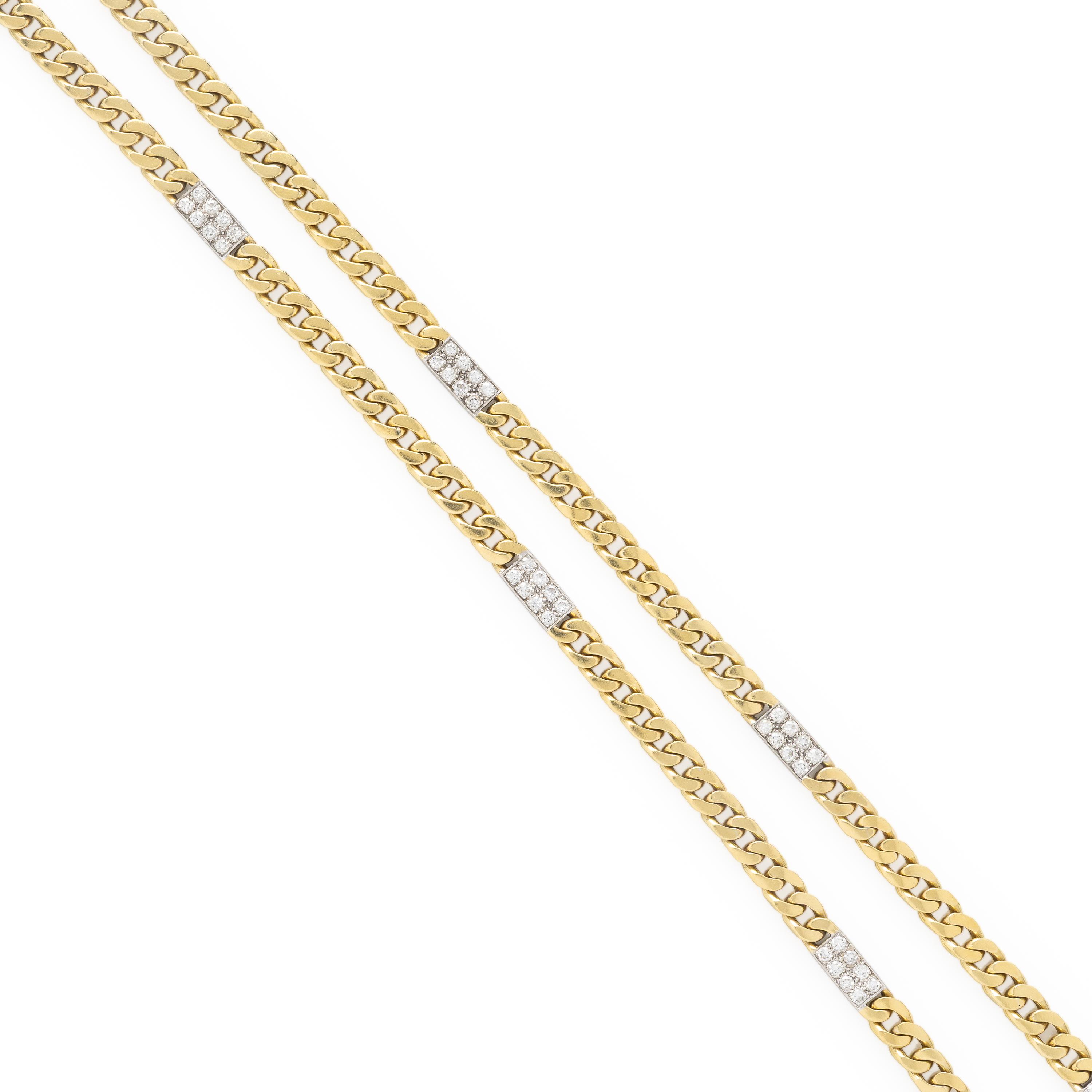 Yellow Gold and Diamond Chain Necklace