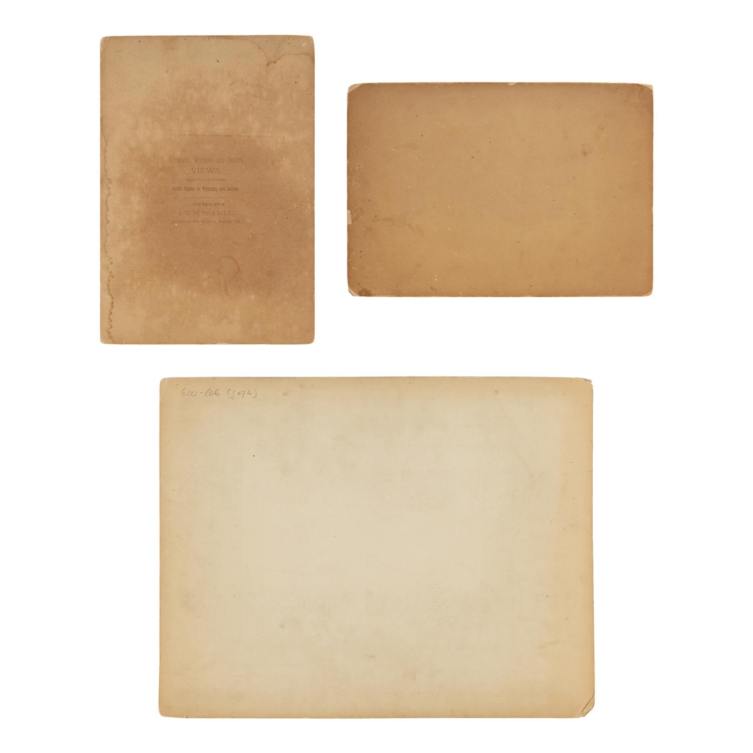 [Late Indian Wars]. Grabill, J.C.H. (1849-1903). Three photographs of the Dakotas, incl. Fort Meade and Soldiers' Home.