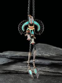 Zuni Mosaic Inlay Eagle Dancer Bolo Tie