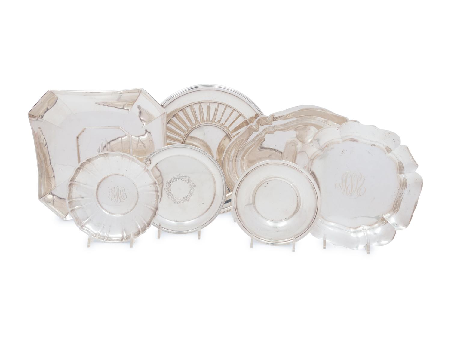Seven American Silver Small Trays