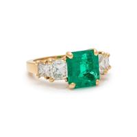 FRENCH, COLOMBIAN EMERALD AND DIAMOND RING