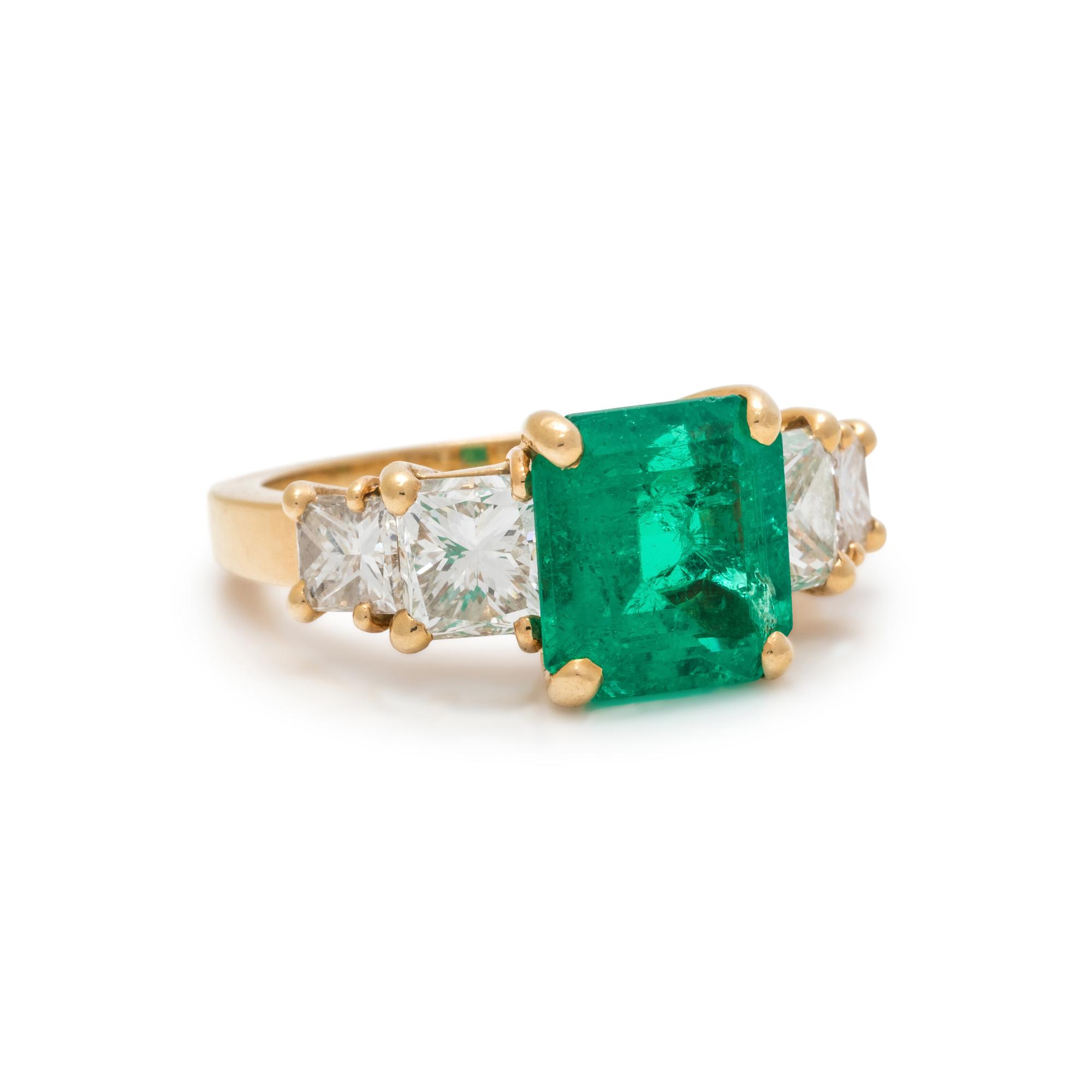 FRENCH, COLOMBIAN EMERALD AND DIAMOND RING