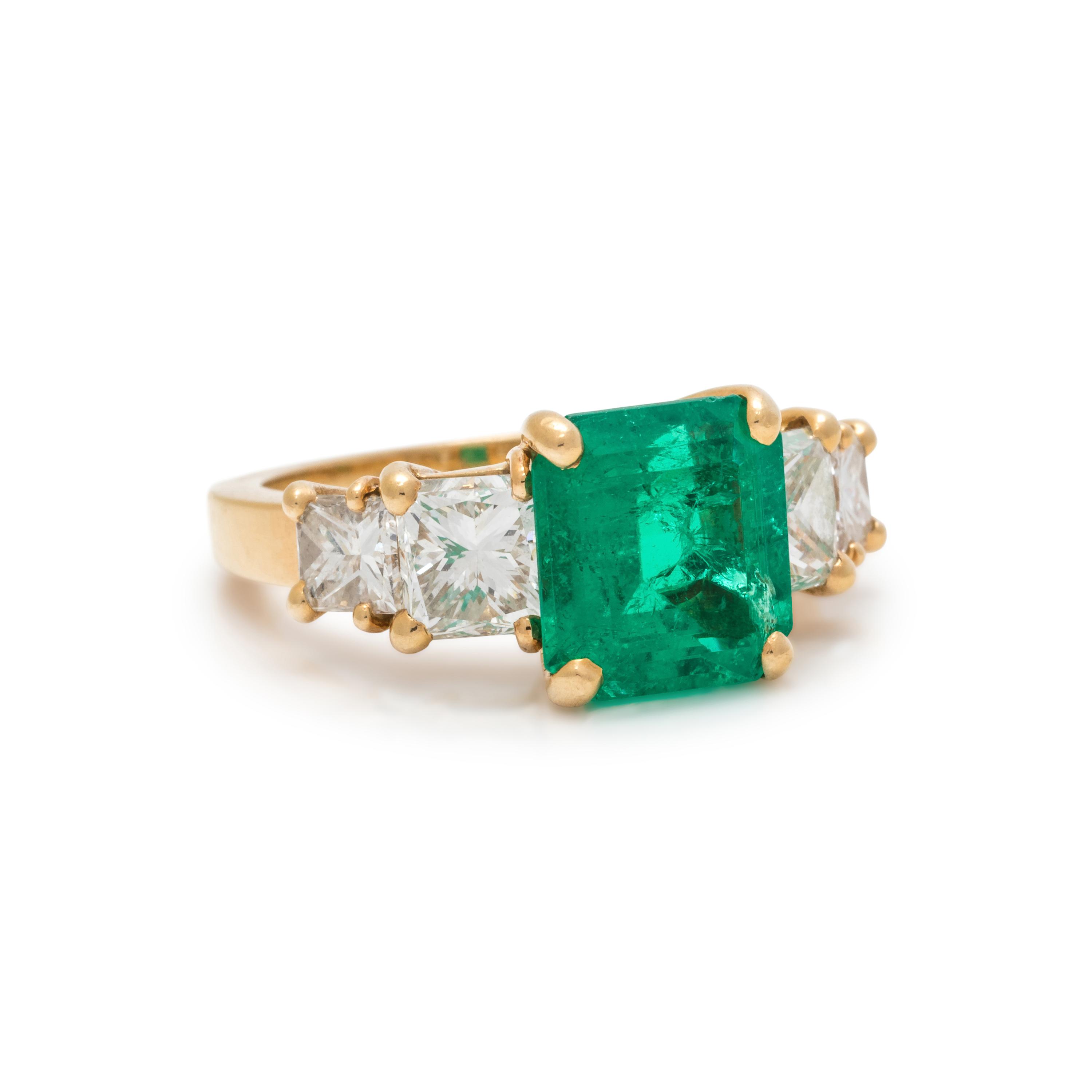 FRENCH, COLOMBIAN EMERALD AND DIAMOND RING