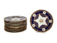 A Set of Twelve Parcel-Gilt and Painted Bavarian Cabinet Plates — EARLY 20TH CENTURY