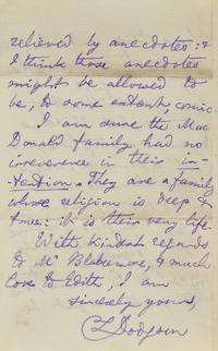 [Literature] Carroll, Lewis (Charles Lutwidge Dodgson). Autograph Letter, signed