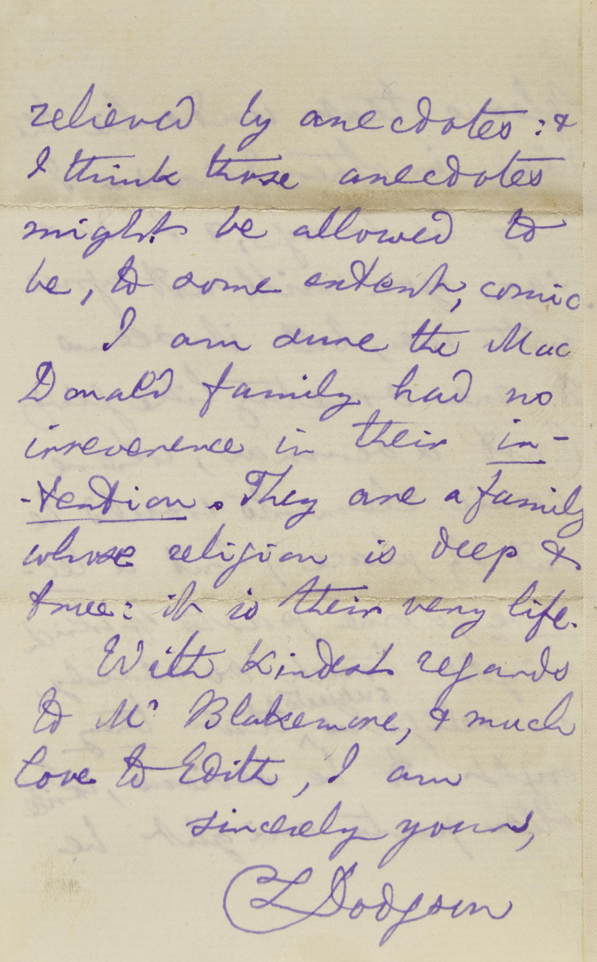 [Literature] Carroll, Lewis (Charles Lutwidge Dodgson). Autograph Letter, signed