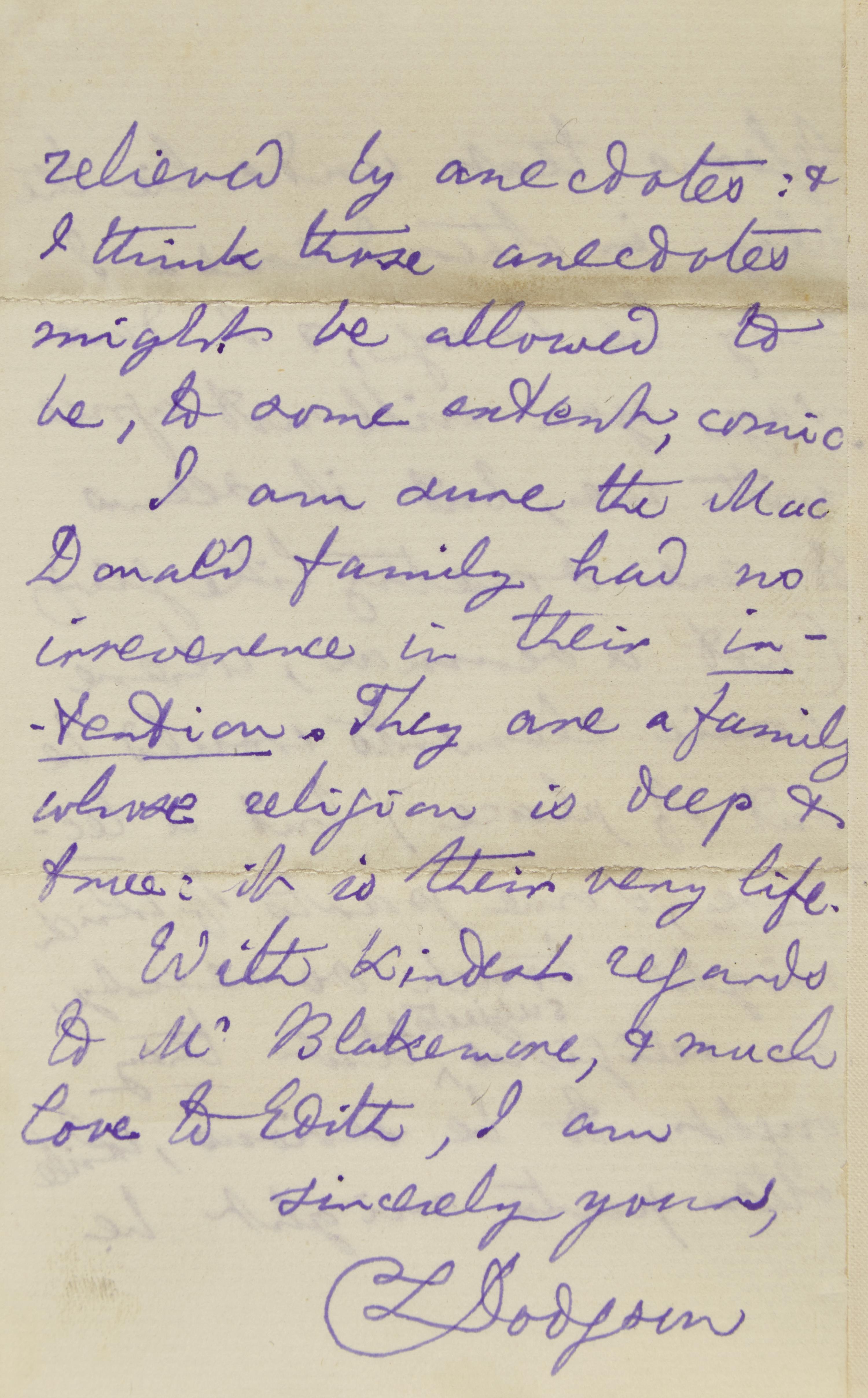 [Literature] Carroll, Lewis (Charles Lutwidge Dodgson). Autograph Letter, signed