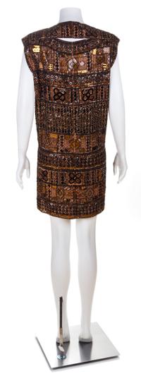 An Yves Saint Laurent Brown Heavily Beaded and Sequin Embroidered Shift Dress, No size.