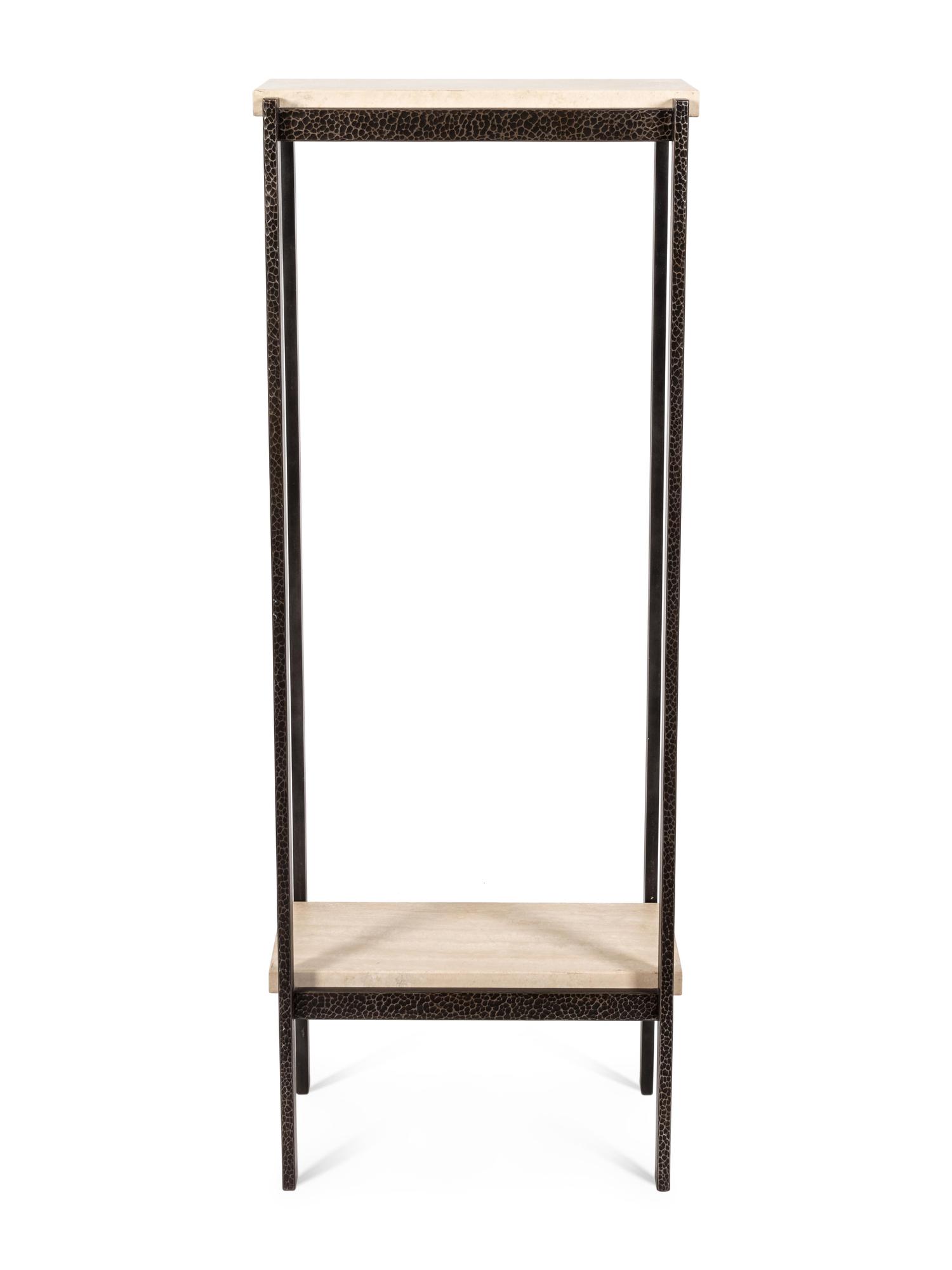 An Art Deco Style Wrought-Iron and Marble Stand — 20TH CENTURY