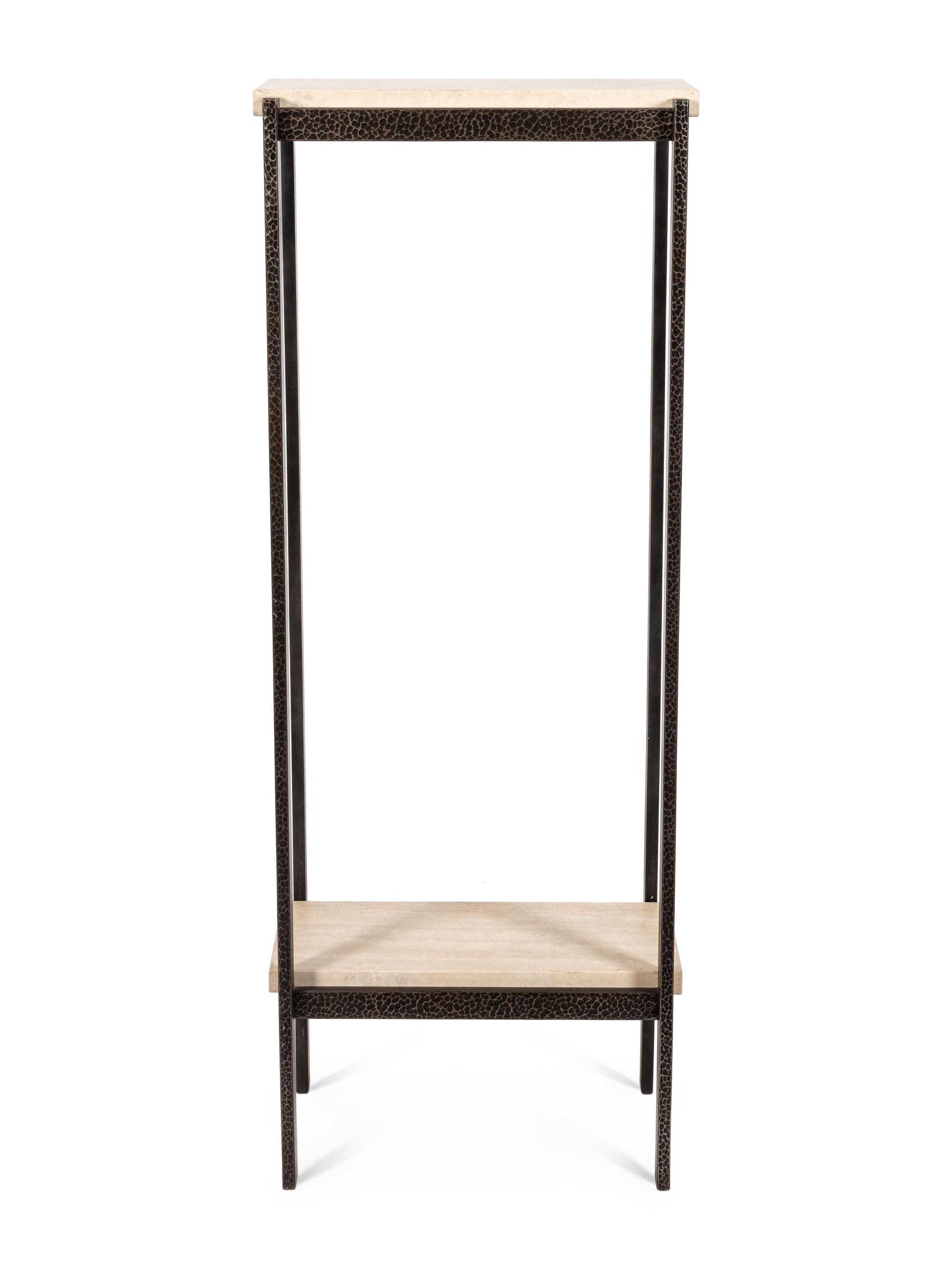An Art Deco Style Wrought-Iron and Marble Stand — 20TH CENTURY