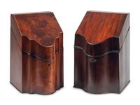 A Pair of English Mahogany Cutlery Boxes