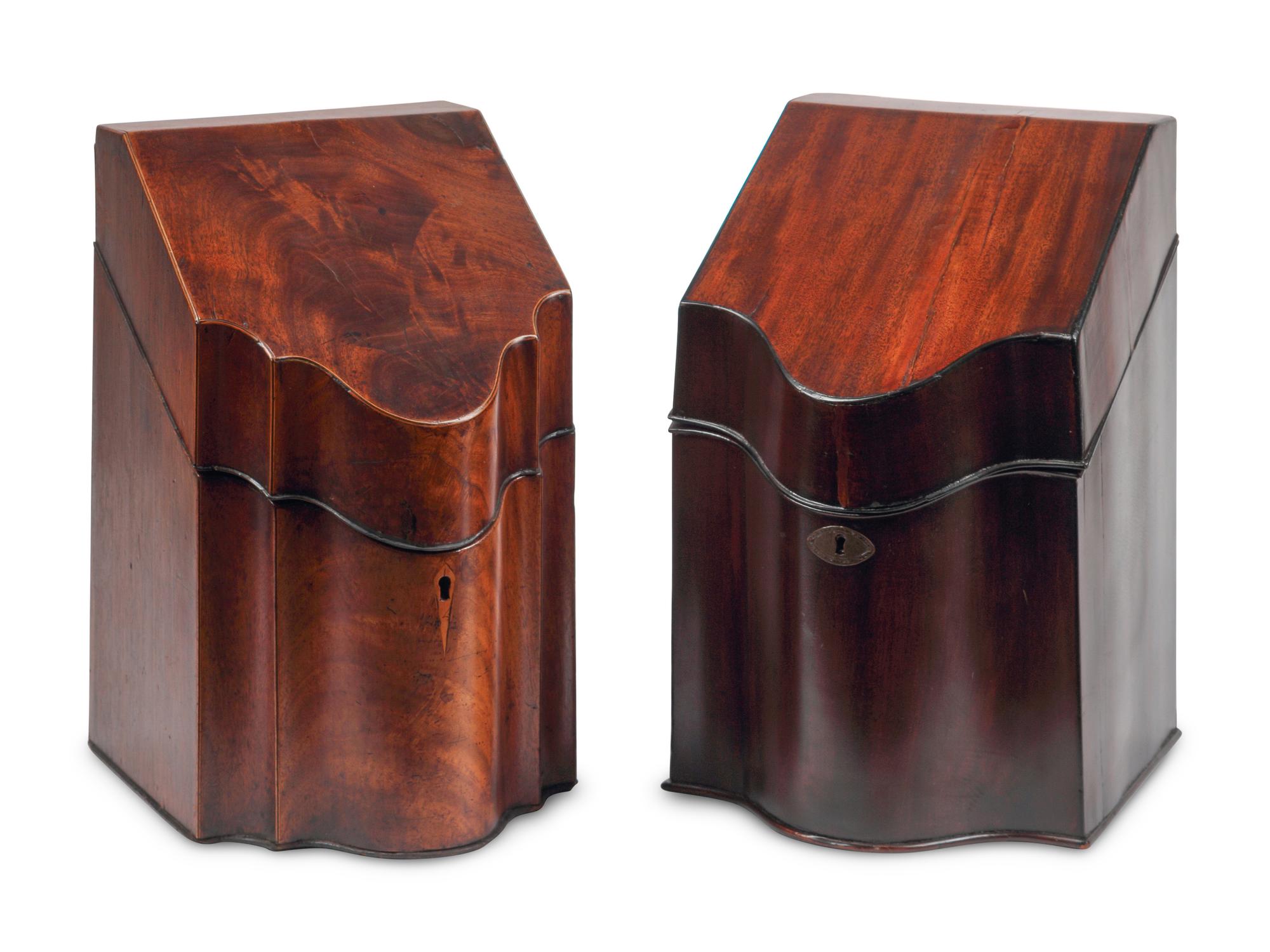 A Pair of English Mahogany Cutlery Boxes