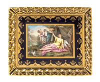 A Royal Vienna Style Porcelain Tray, Height 10 3/4 x width 13 inches.